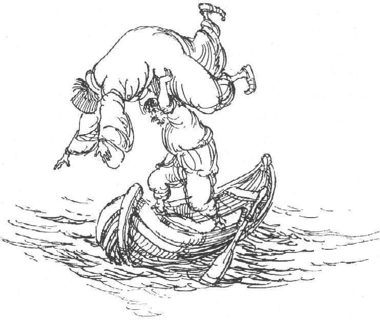 Bauer wirft den Popen ins Wasser